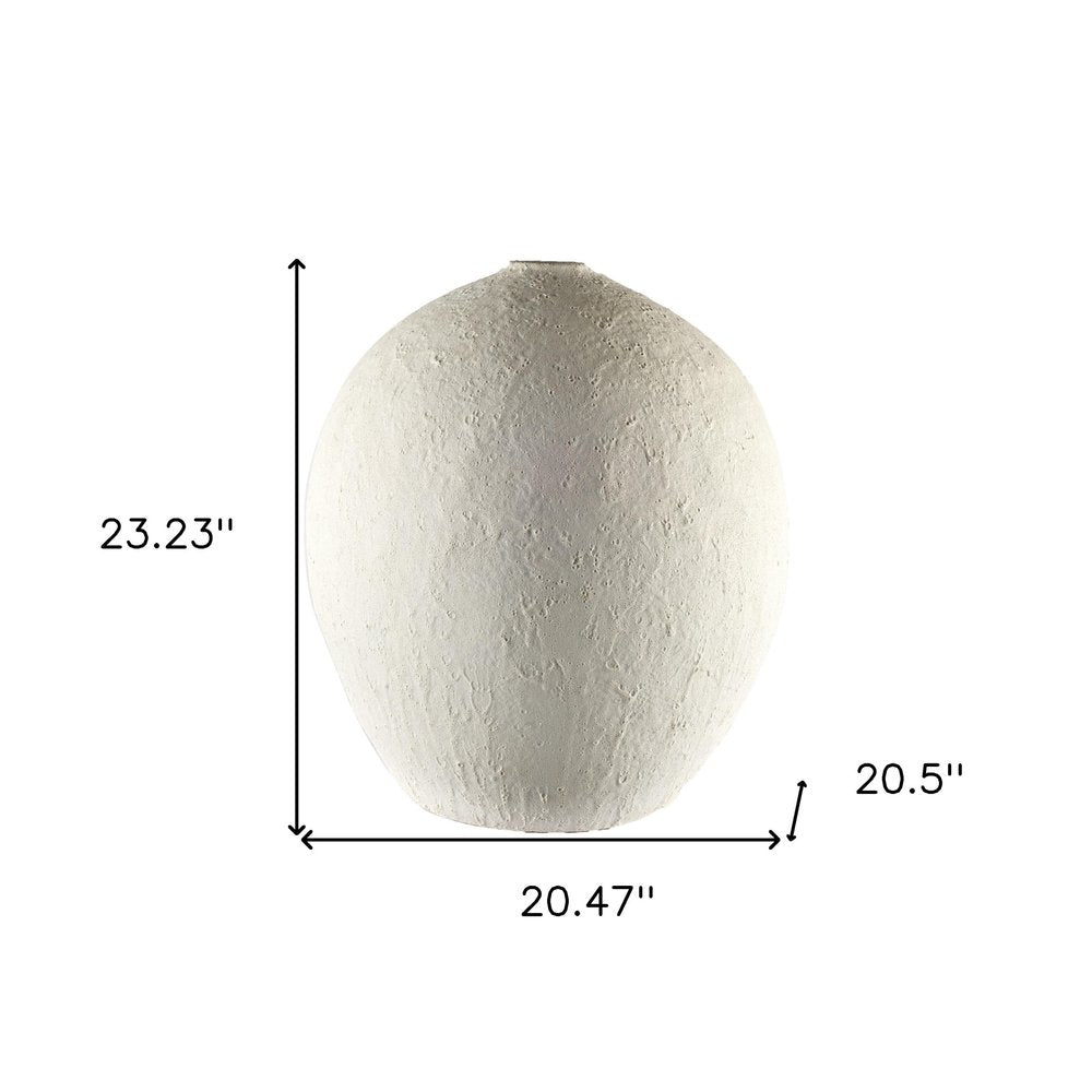 23" White Cylinder Ceramic Floor Vase