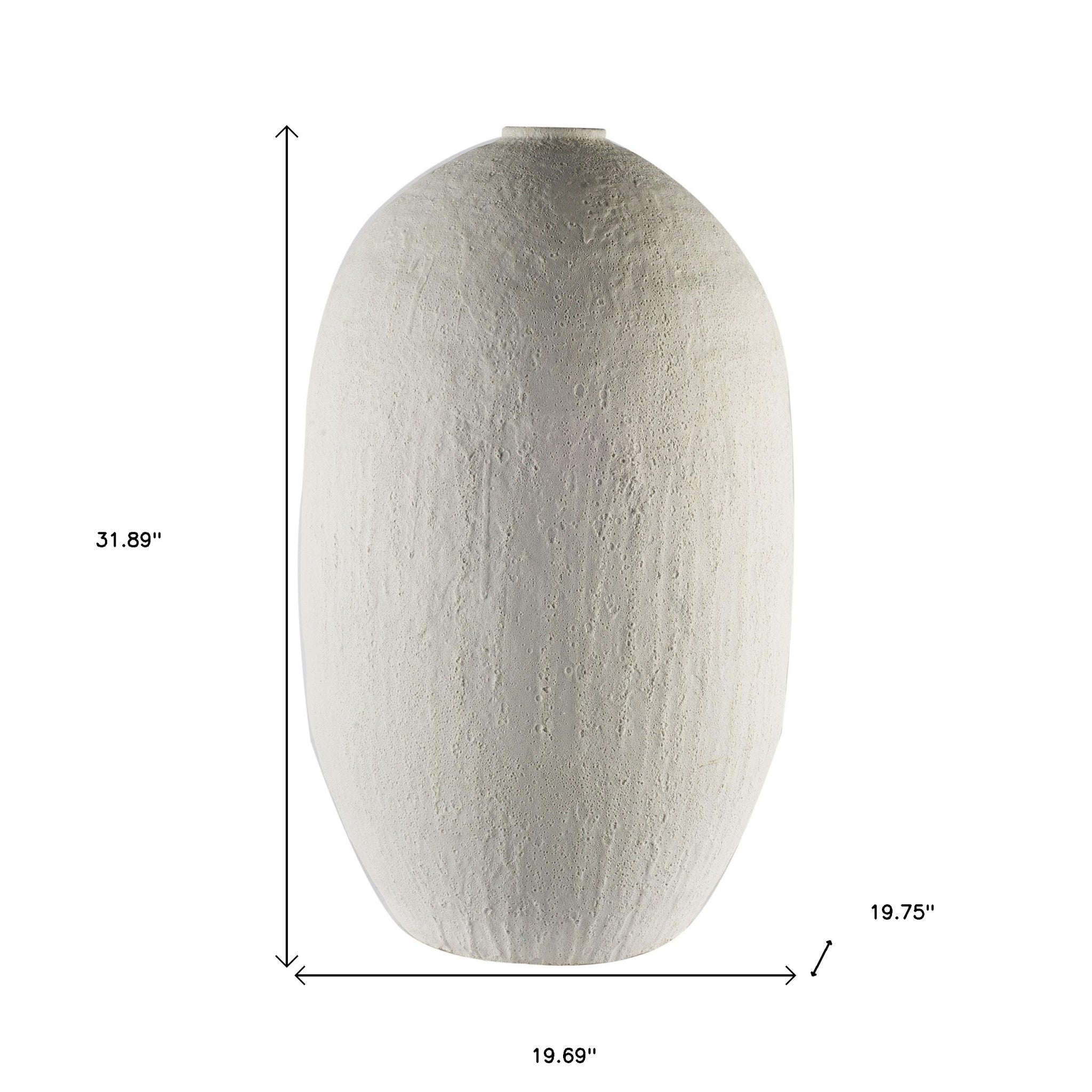 32" Narrow White Textured Ceramic Vase