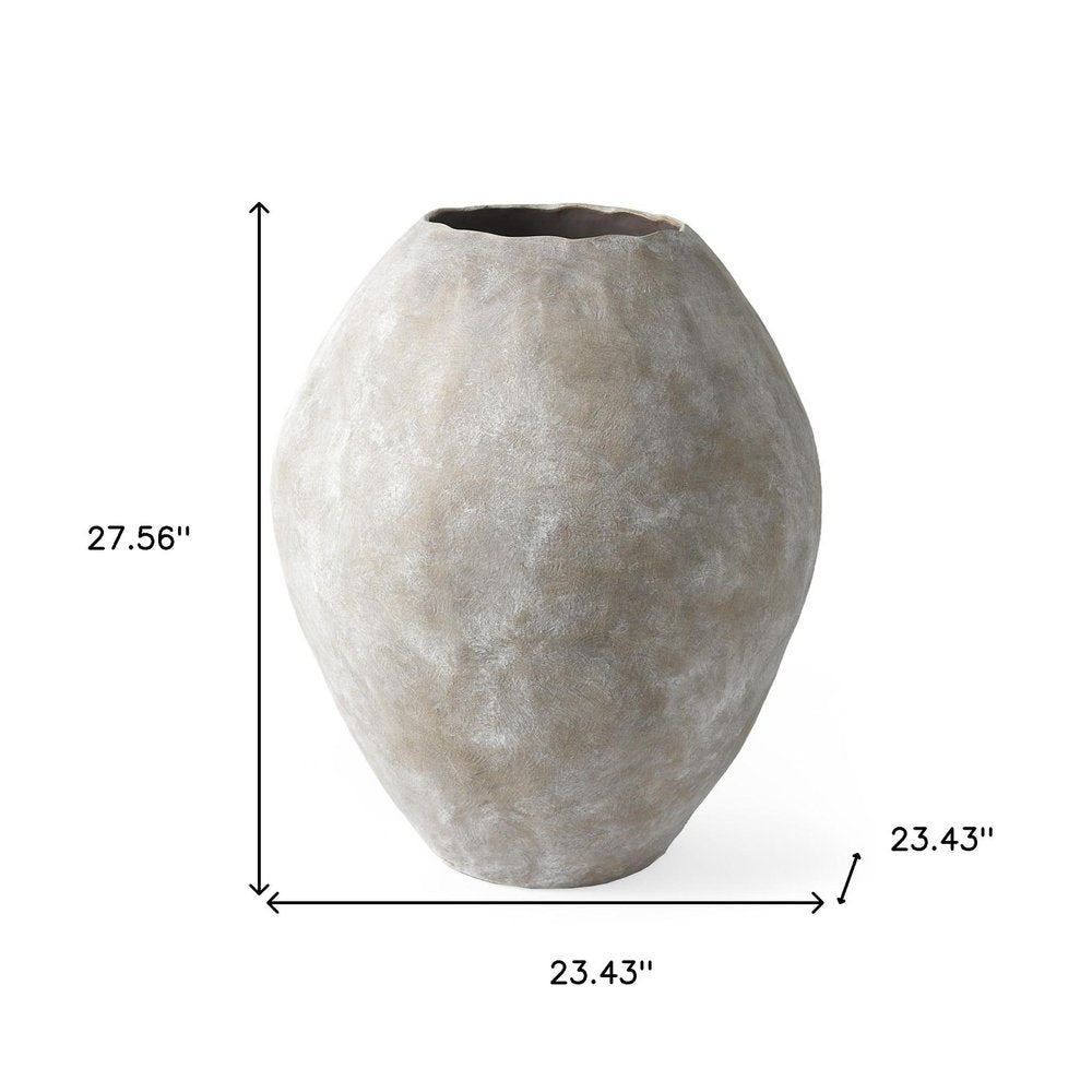 28" Tan Cylinder Ceramic Floor Vase