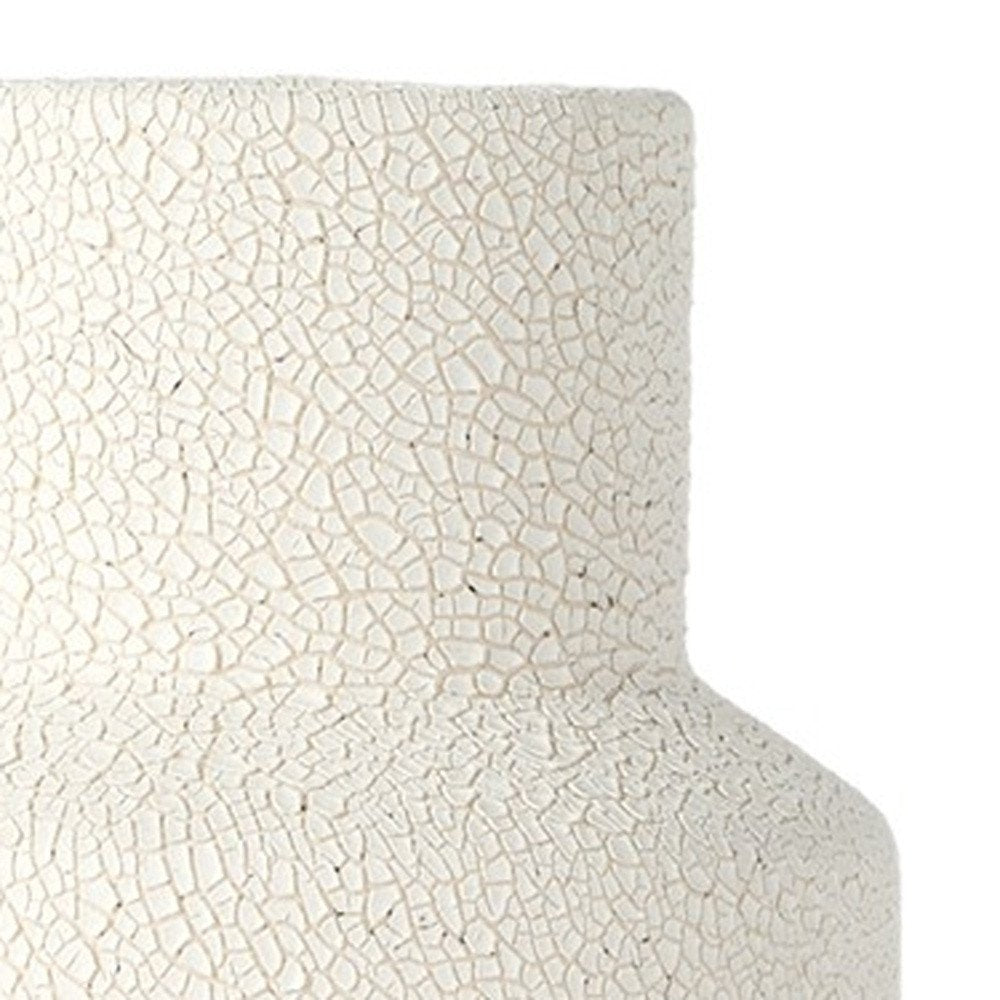11" Beige And White Color Block Ceramic Cylinder Table Vase