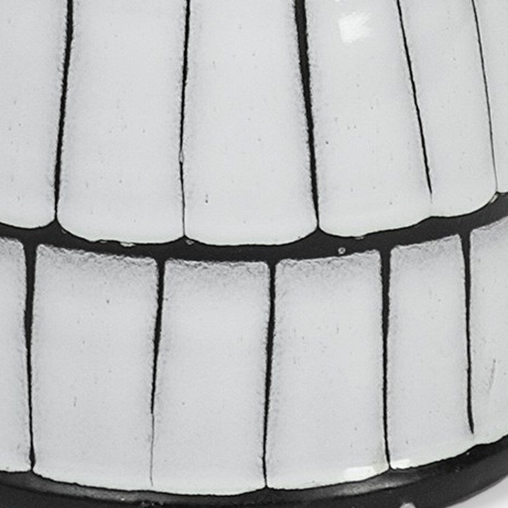 10" White And Black Artisan Glaze Ceramic Pitcher