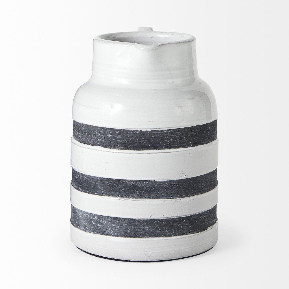 9" Blue And White Cylinder Ceramic Urns Jars