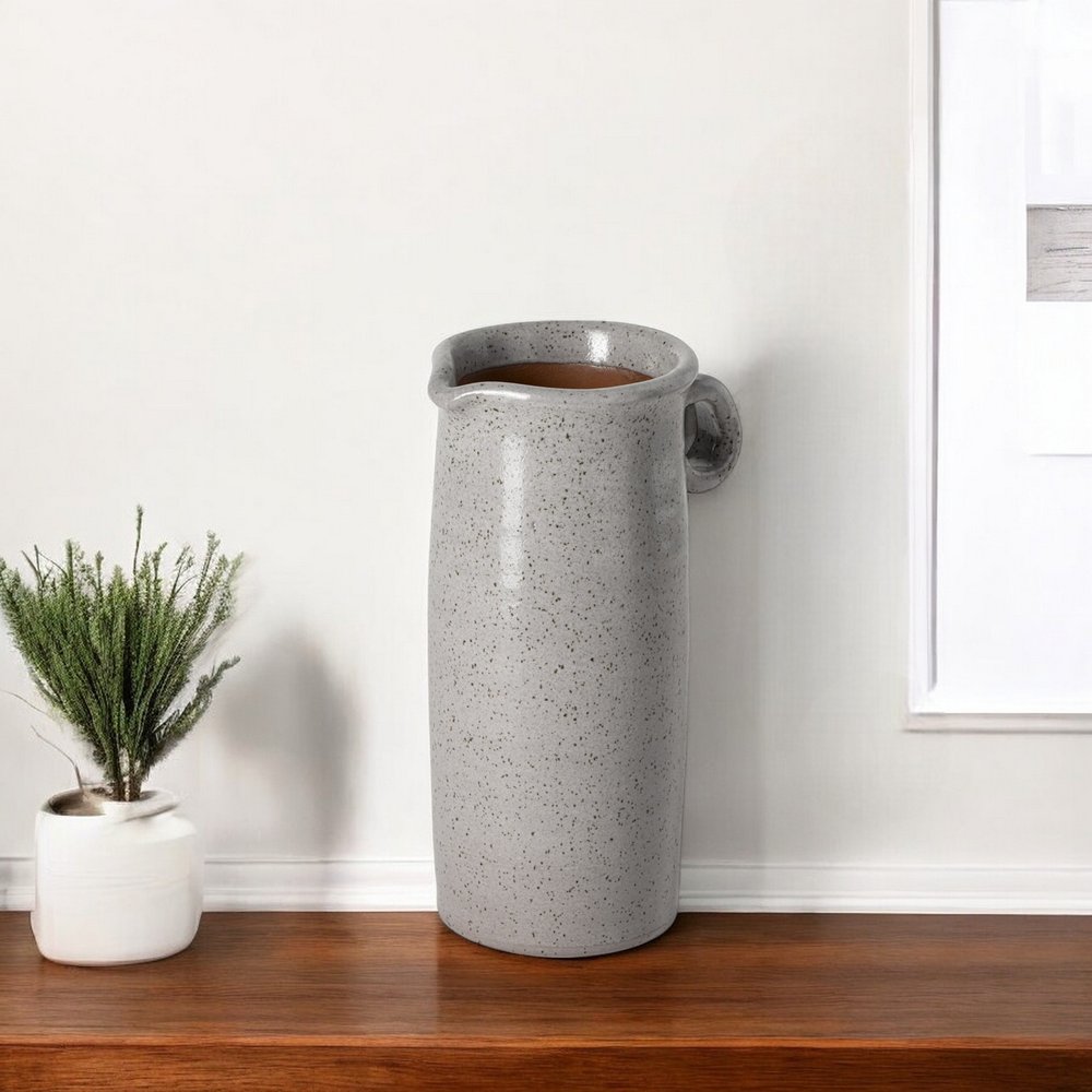 9" Gray Cylinder Ceramic Urns Jars