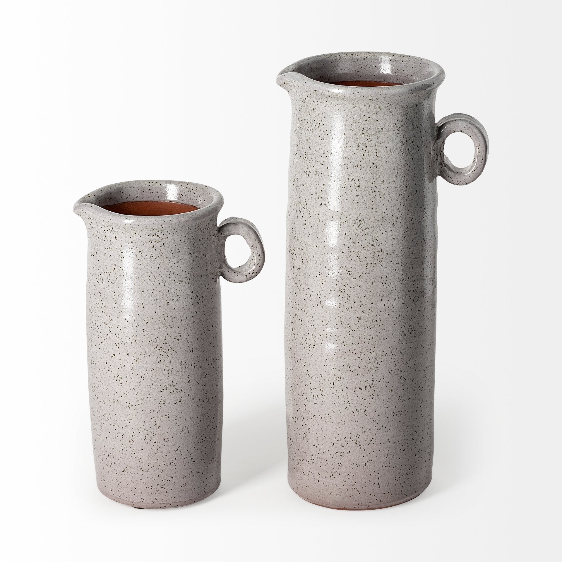 12" Gray Cylinder Ceramic Urns Jars