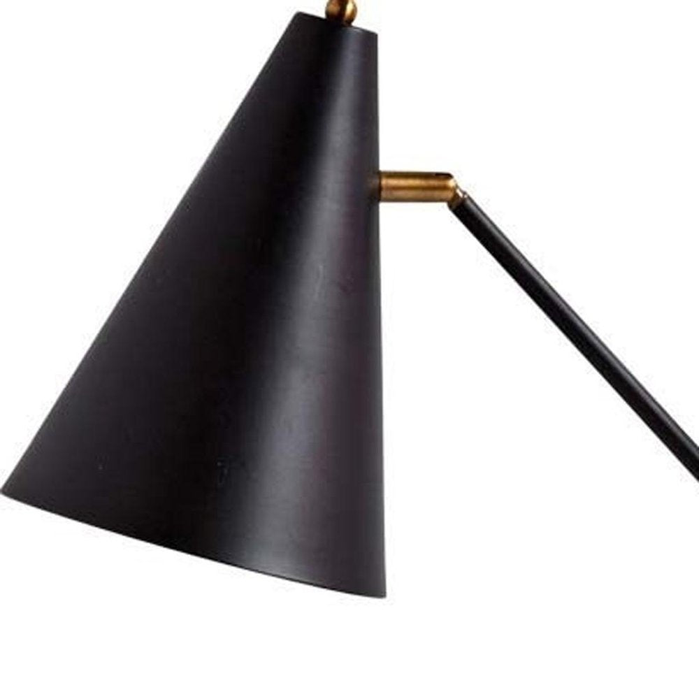 26" Black Metal Swing Arm With Black Cone Shade