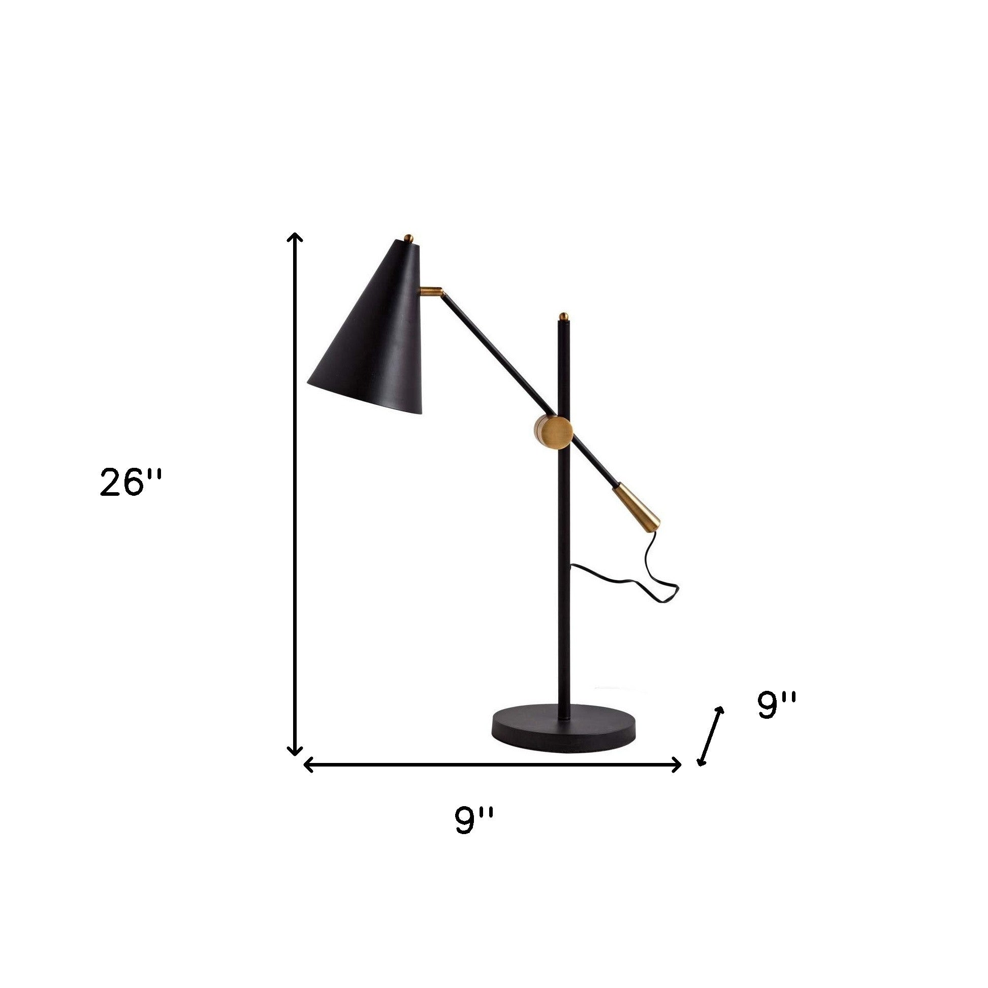 26" Black Lamp Base LED With Black Shade