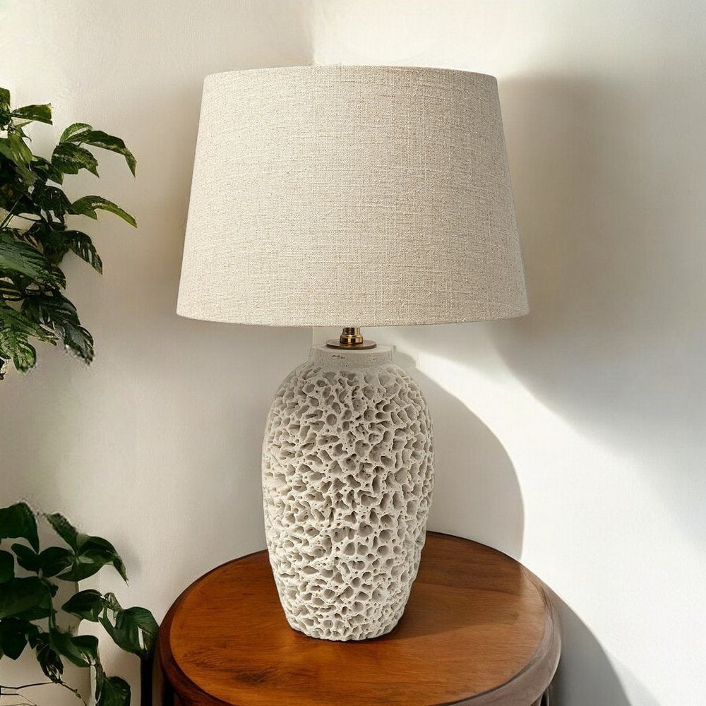 26" Beige Lamp Base LED With Champagne Shade