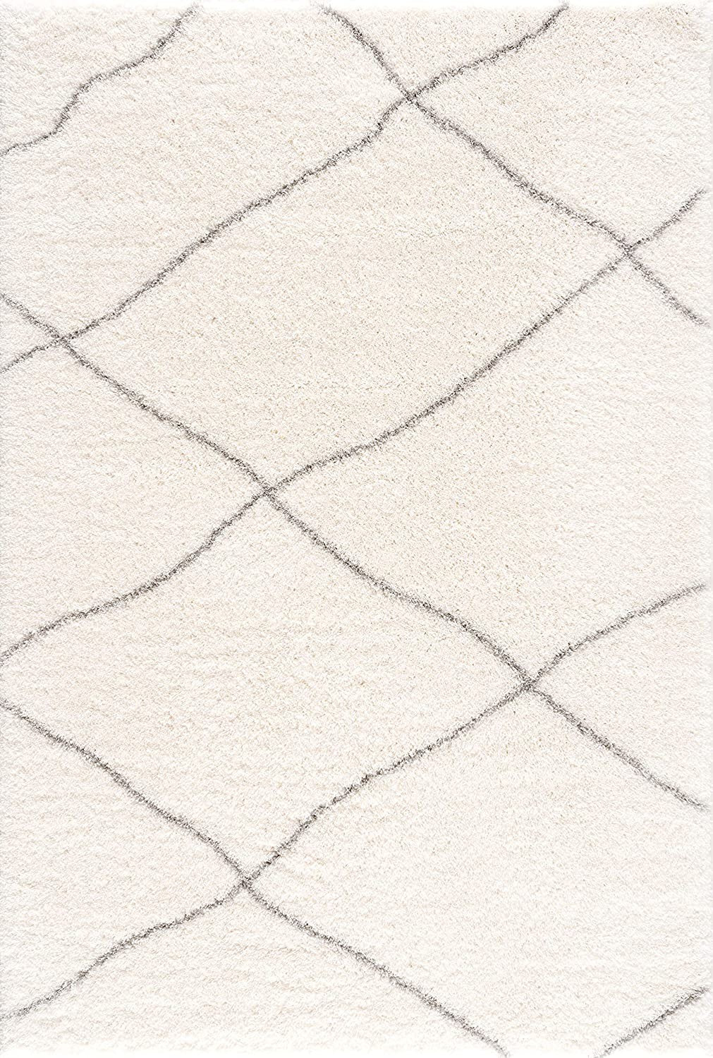 5’ X 8’ Ivory Modern Uneven Lattice Area Rug
