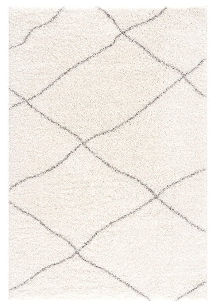 5' X 8' Ivory Modern Uneven Lattice Area Rug