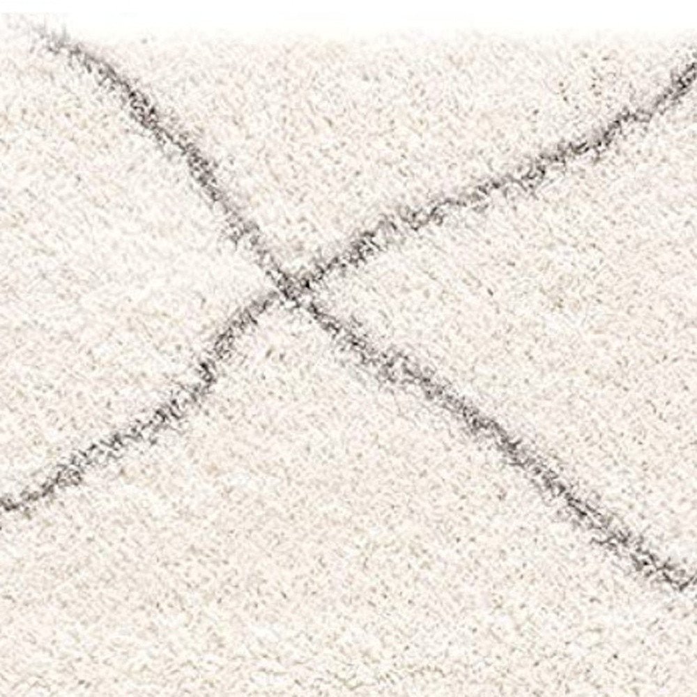 5' X 8' Ivory Modern Uneven Lattice Area Rug