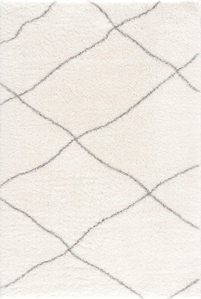 3' X 5' Ivory Modern Uneven Lattice Area Rug