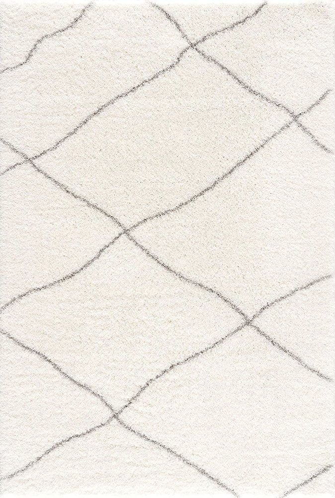 5' X 8' Ivory Modern Uneven Lattice Area Rug
