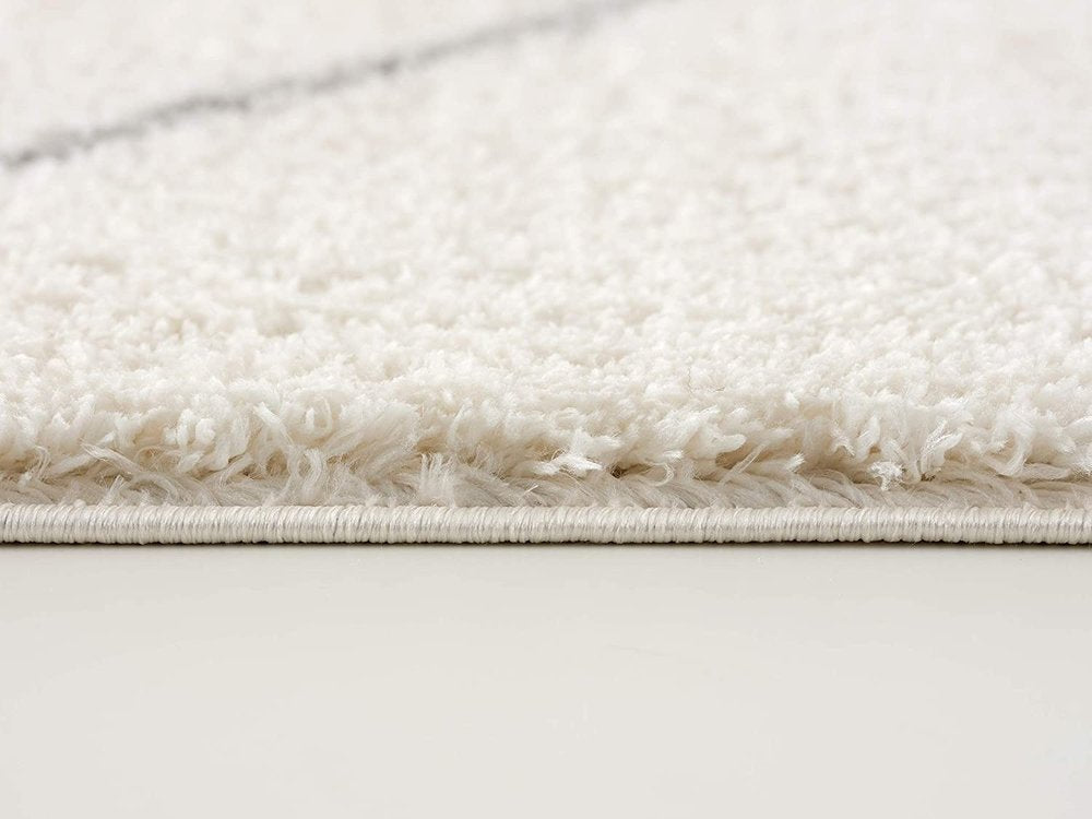 5' X 8' Ivory Modern Uneven Lattice Area Rug