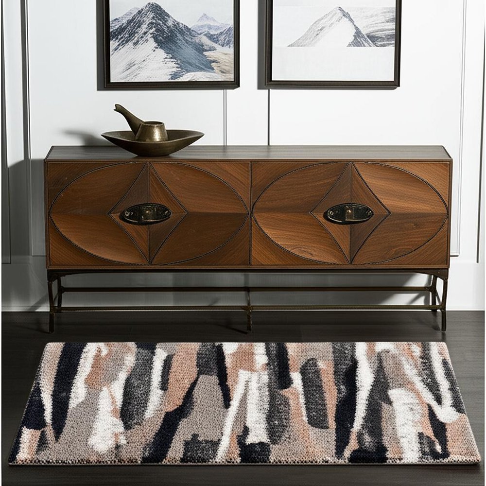 4' X 6' Gray And Black Strokes Area Rug