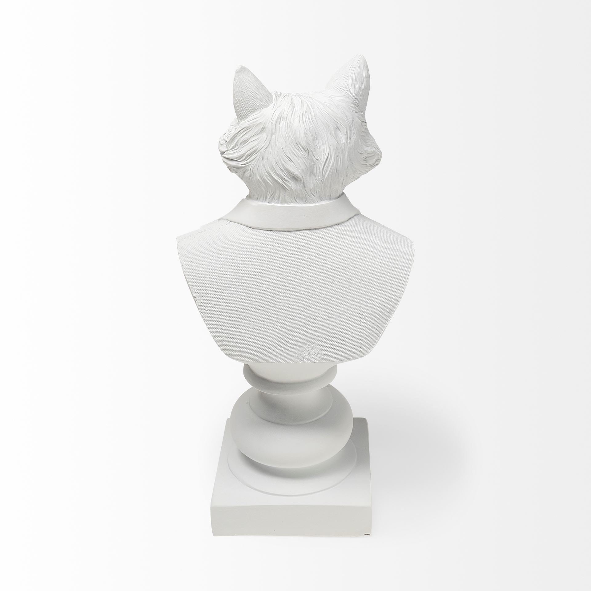 13" White Resin Fox Bust Tabletop Sculpture