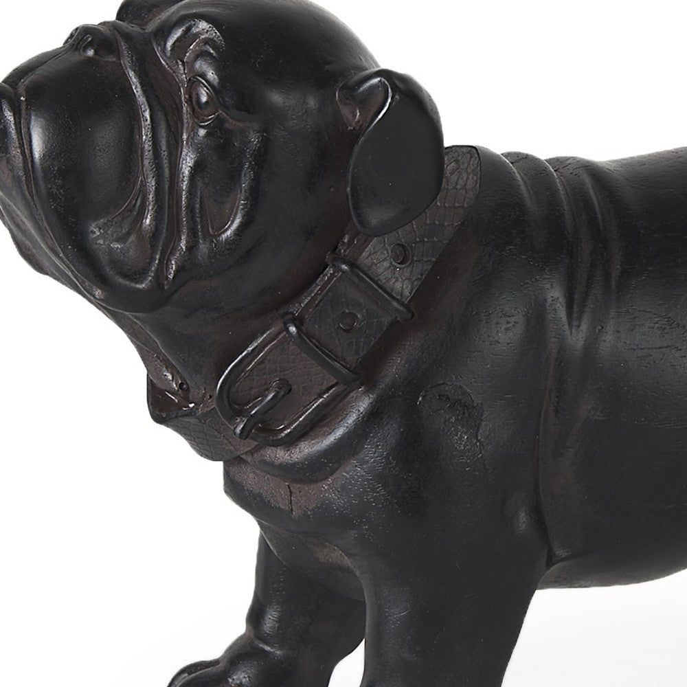 Black Resin Bulldog Sculpture