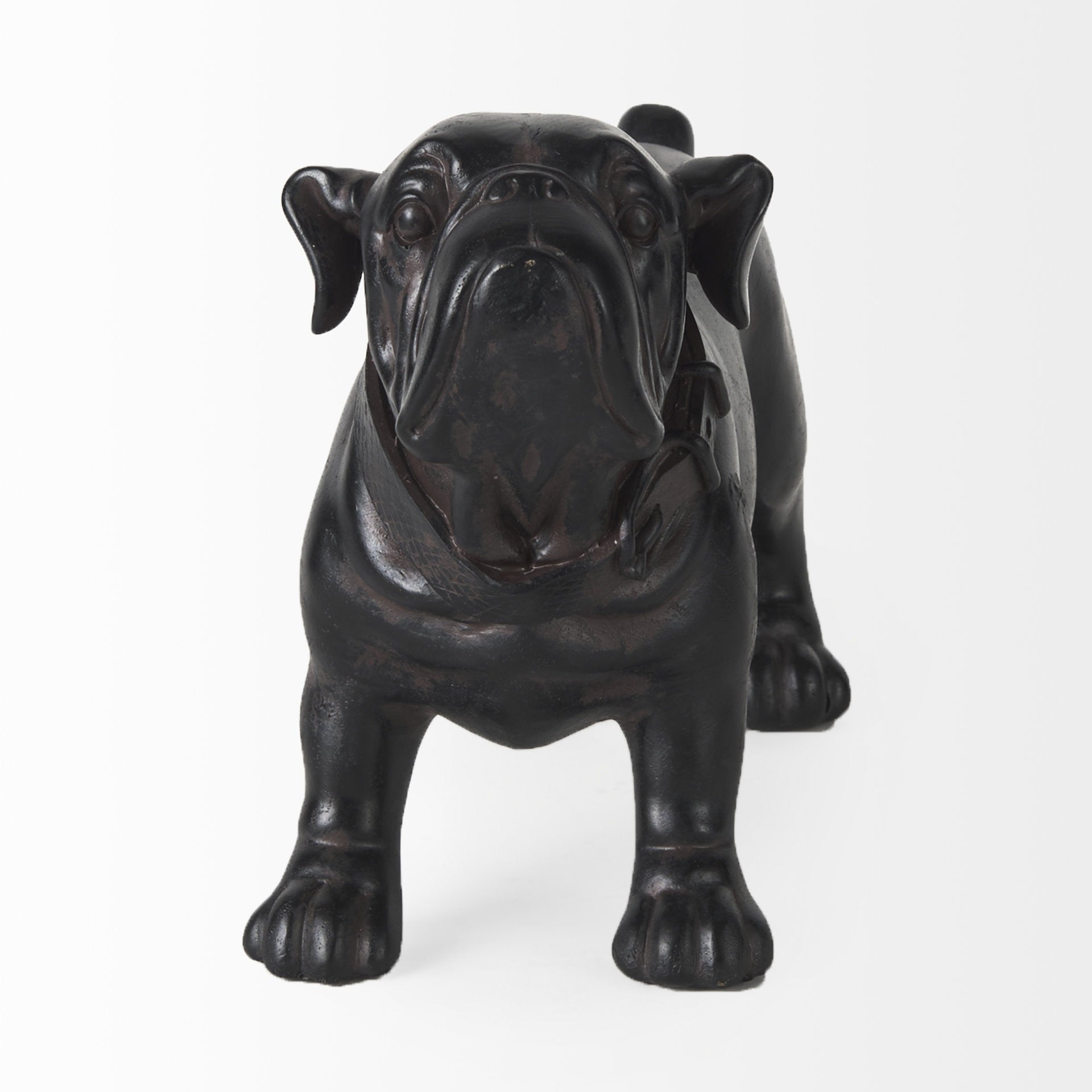 Black Resin Bulldog Sculpture