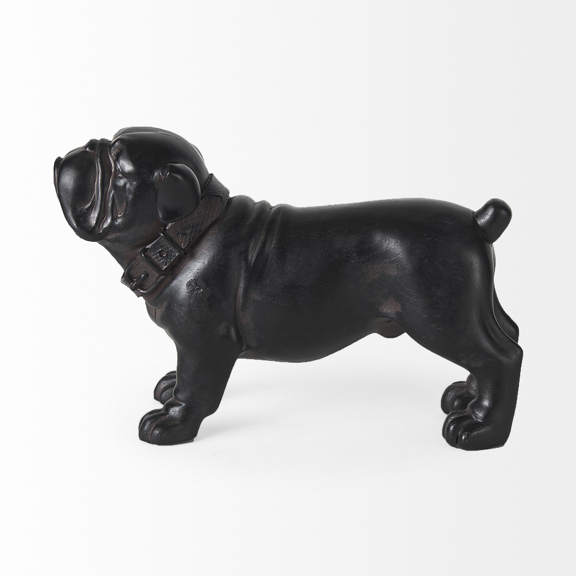 Black Resin Bulldog Sculpture