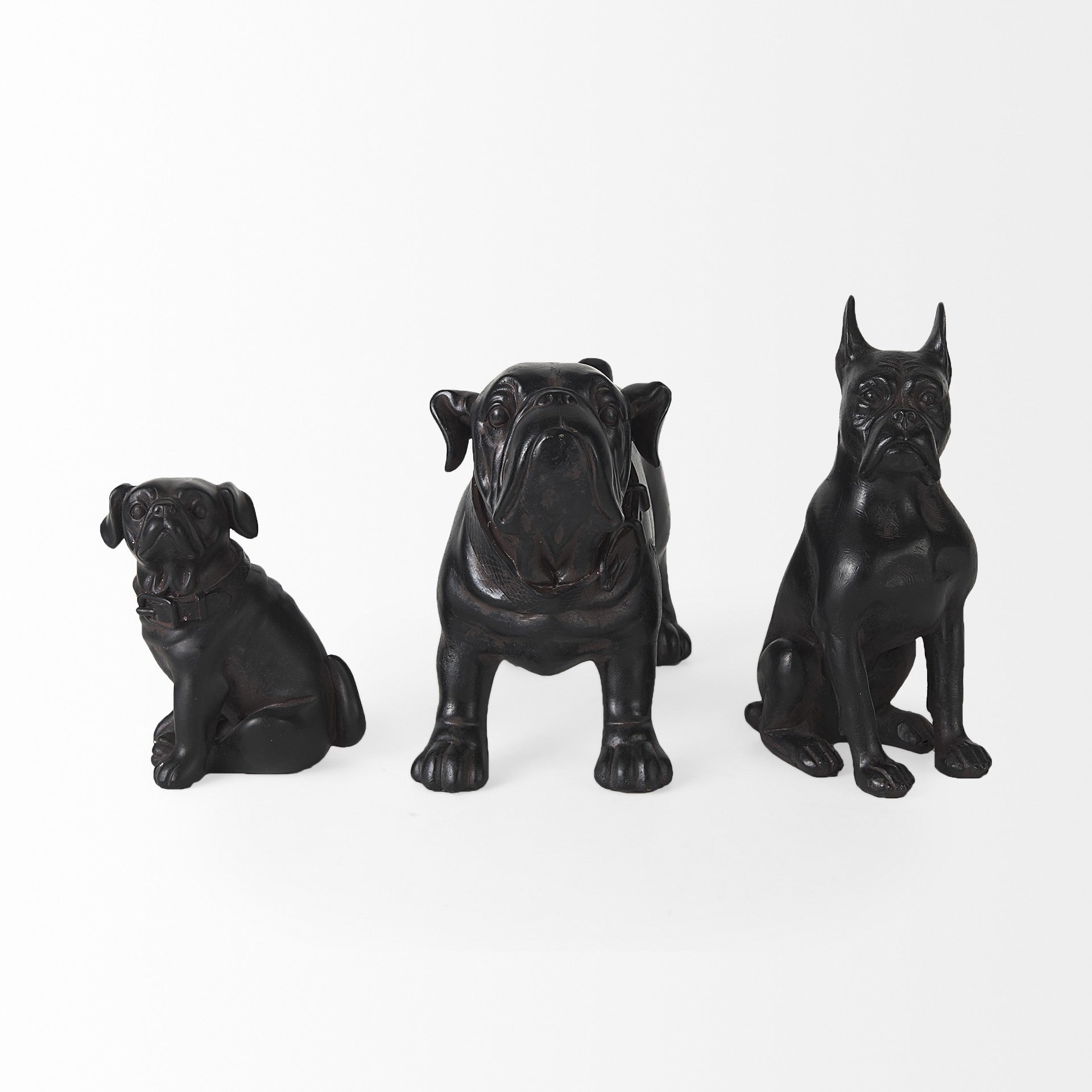 Black Resin Bulldog Sculpture