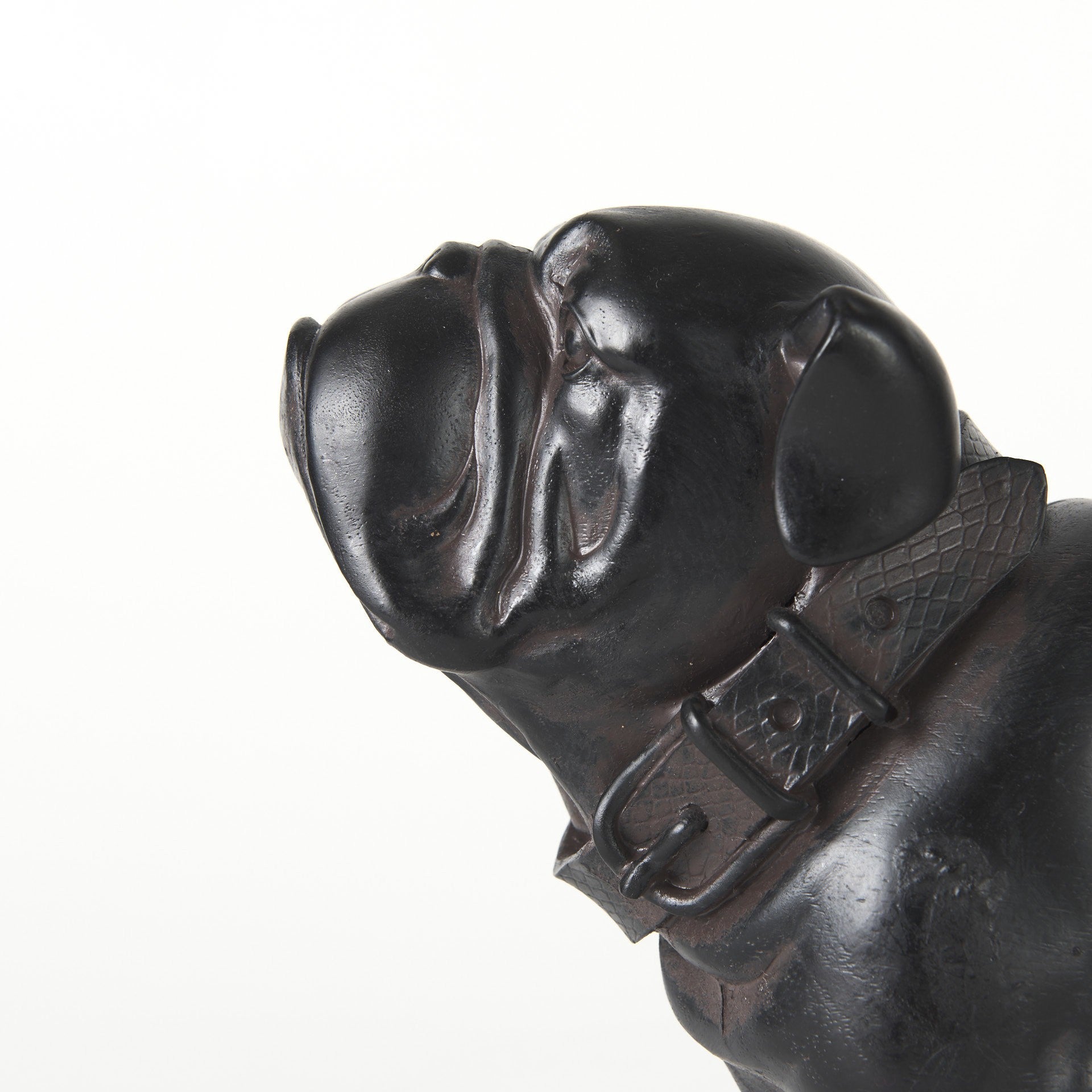 Black Resin Bulldog Sculpture