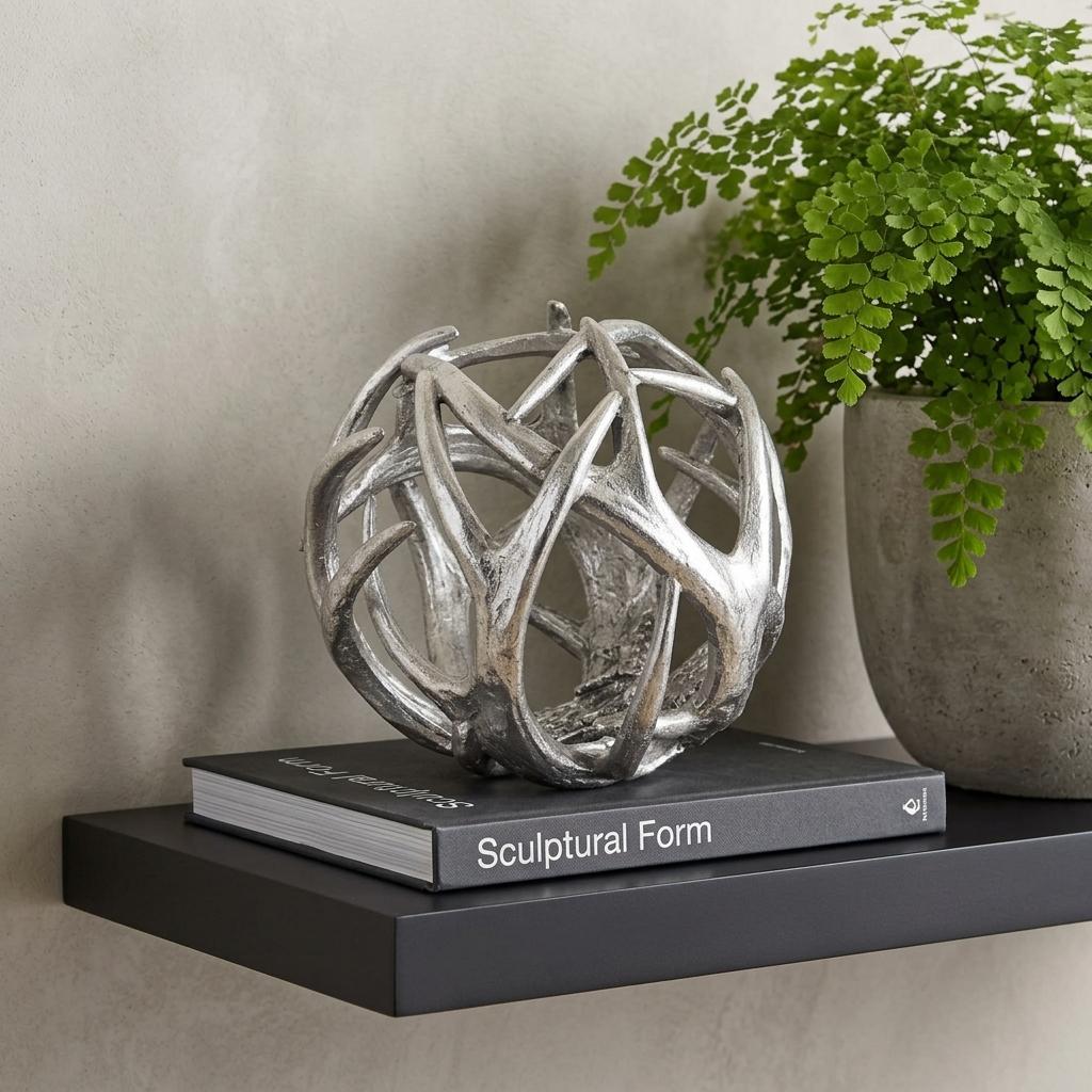 7" Silver Metal Tabletop Sculpture