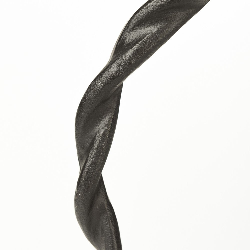 15" Black Metal Round Braided Tabletop Sculpture
