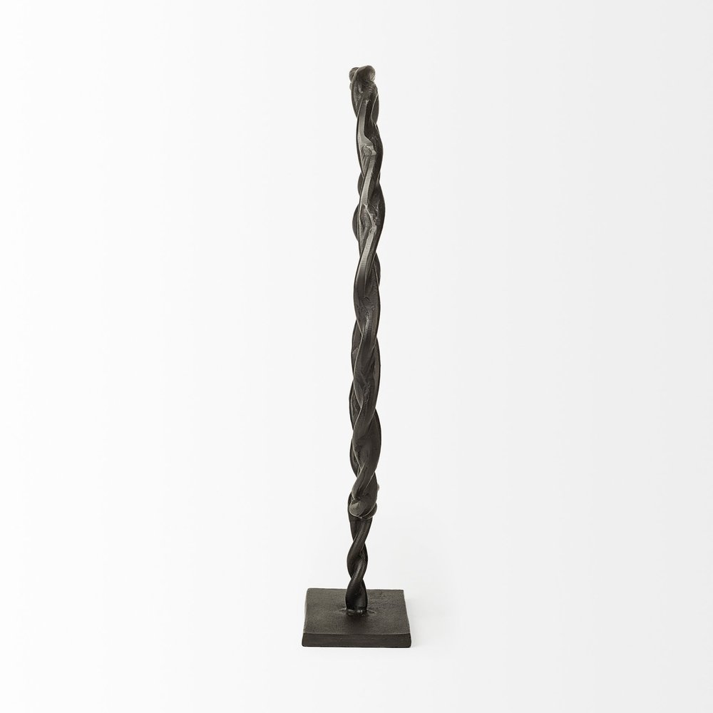 23" Black Metal Round Braided Tabletop Sculpture