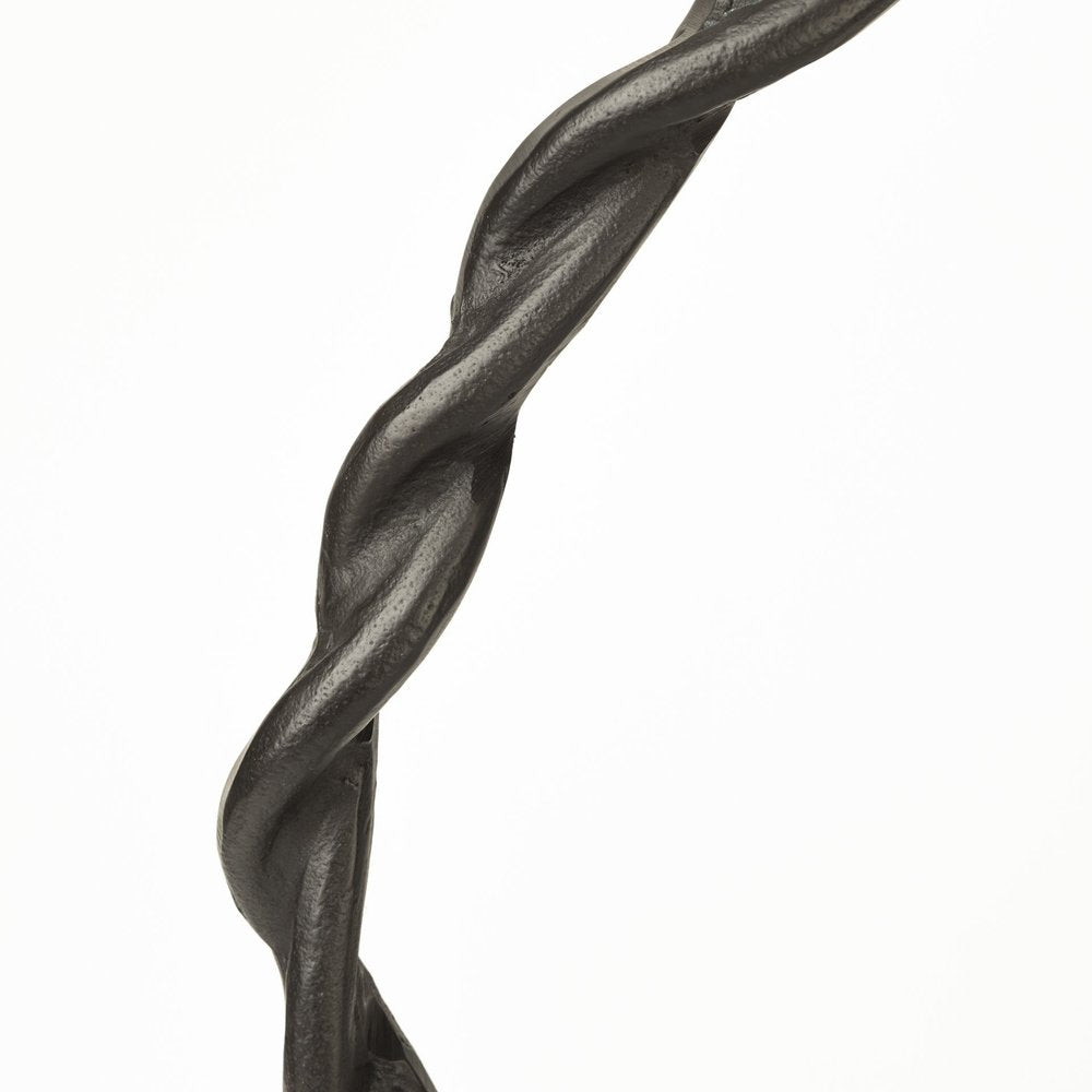 23" Black Metal Round Braided Tabletop Sculpture