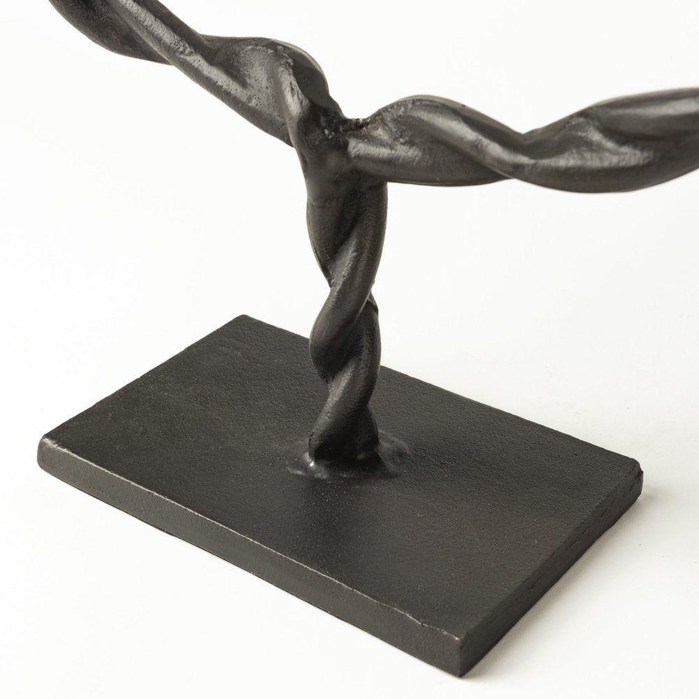 23" Black Metal Round Braided Tabletop Sculpture