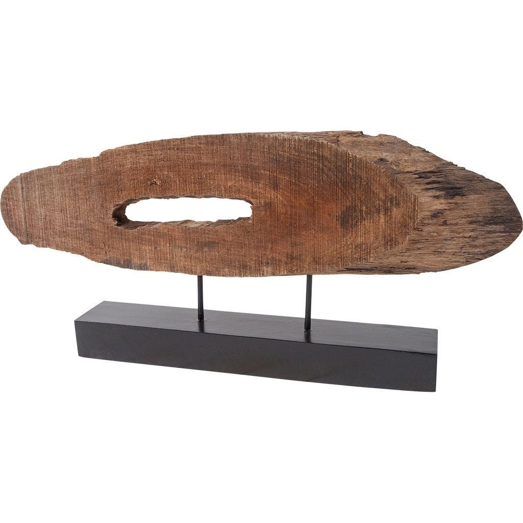 Brown Oval Shaped Wooden Sculpture