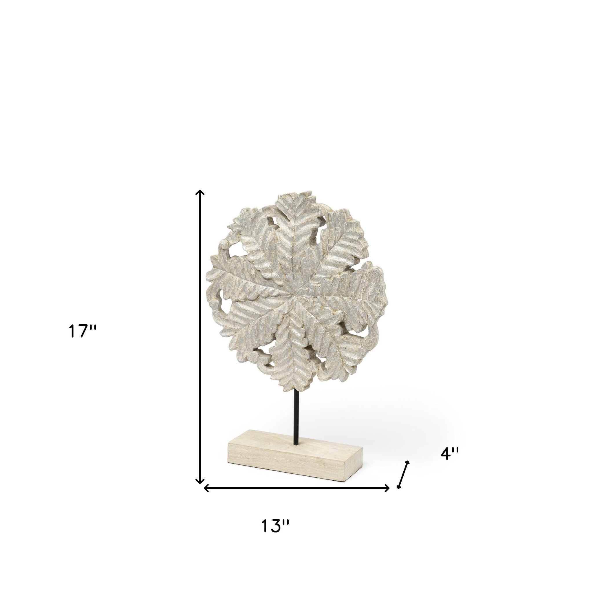 Petite Wood And Metal Floral Decor Piece