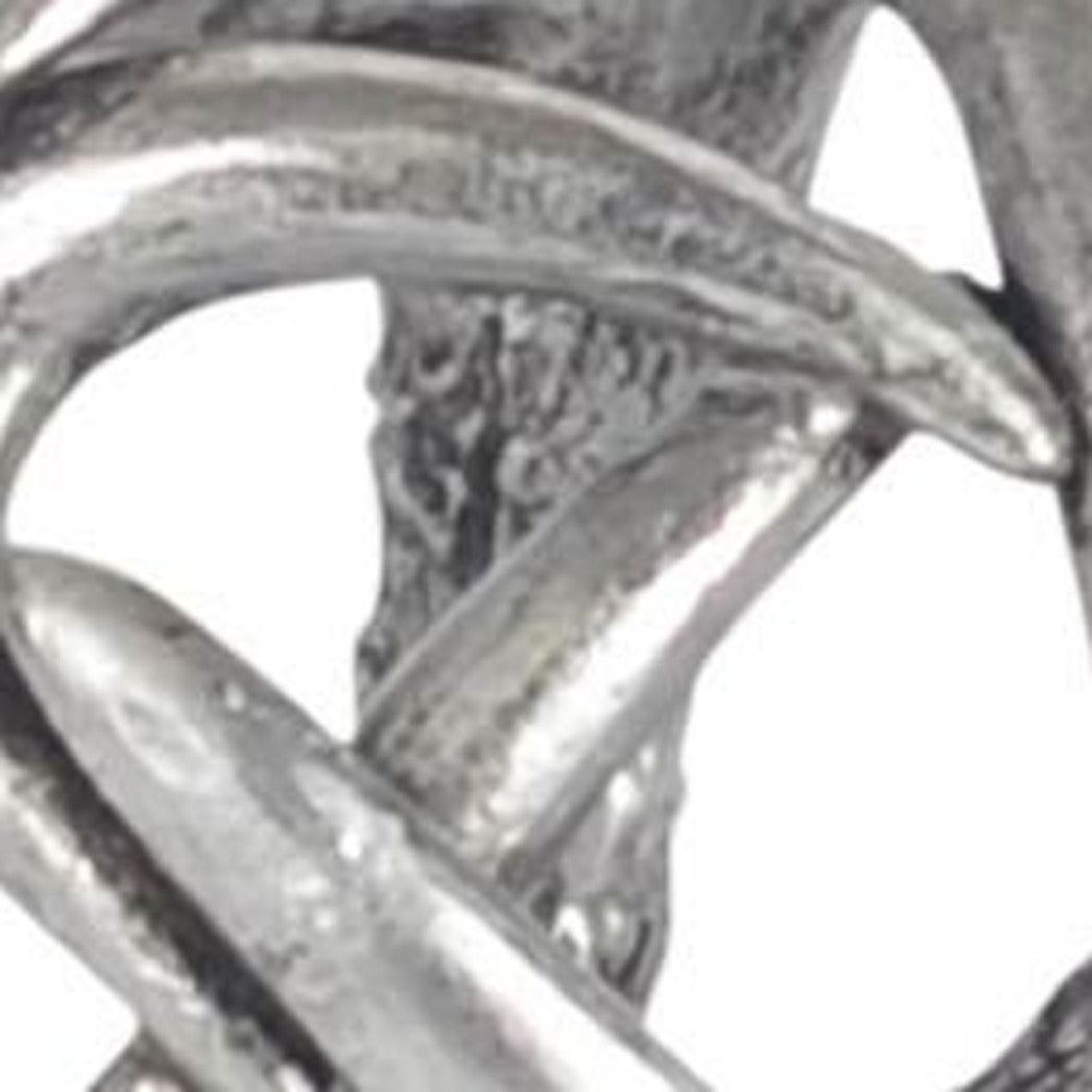 5" Antiqued Silver Resin Faux Antler Decorative Orb