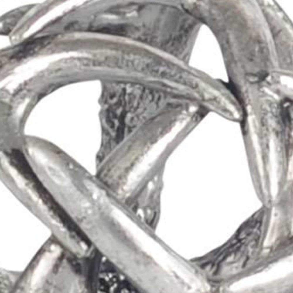 5" Antiqued Silver Resin Faux Antler Decorative Orb