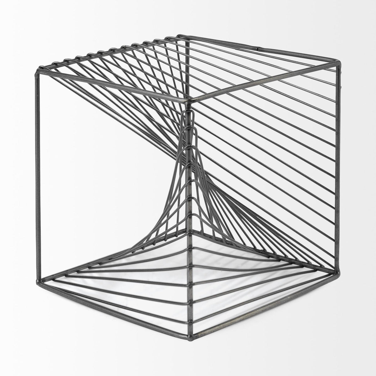 8" Silver Metal Cube Tabletop Sculpture