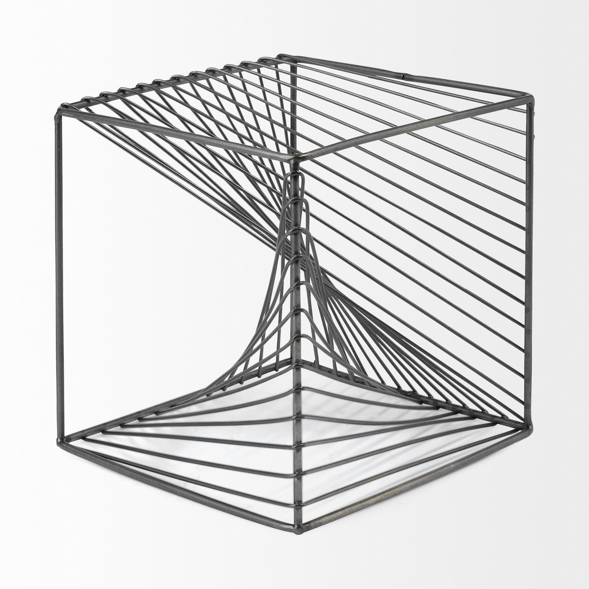 Contemporary Gray Metal Cubed Decor Piece