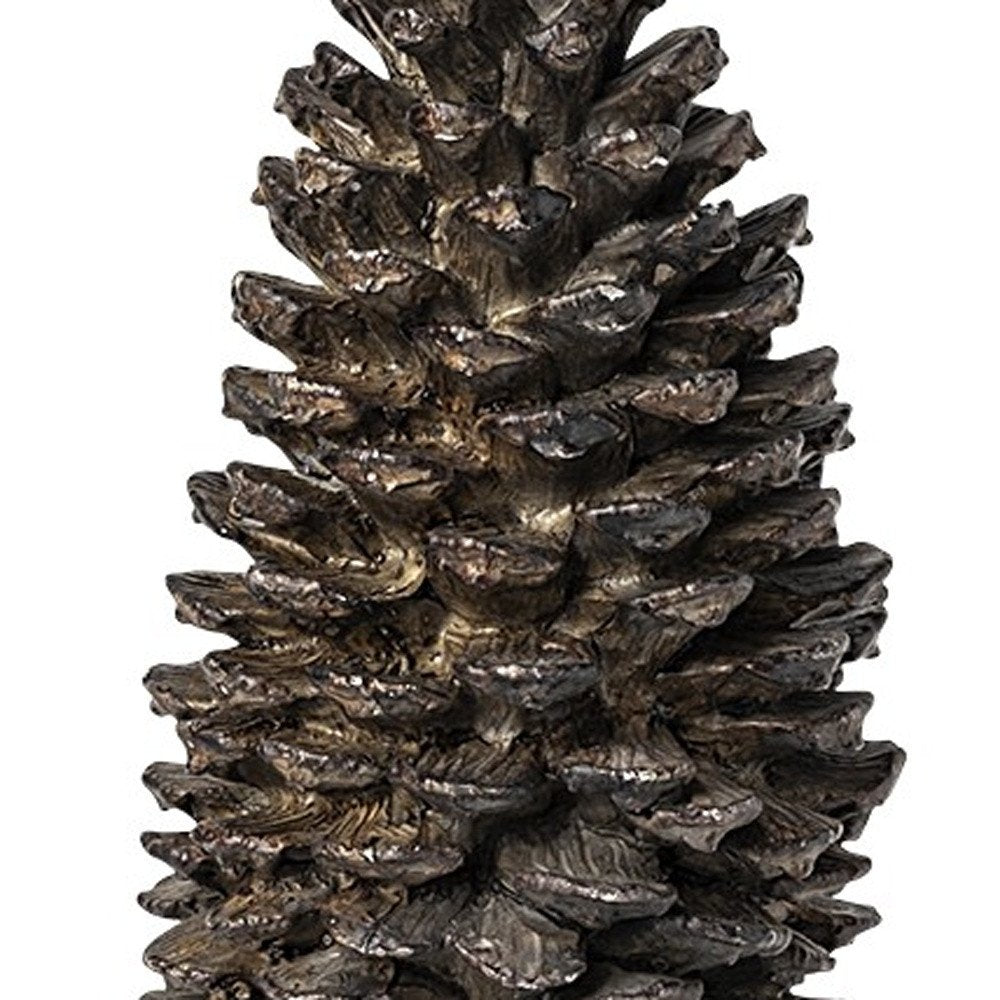 11" Golden Brown Resin Pinecone Tabletop Sculpture