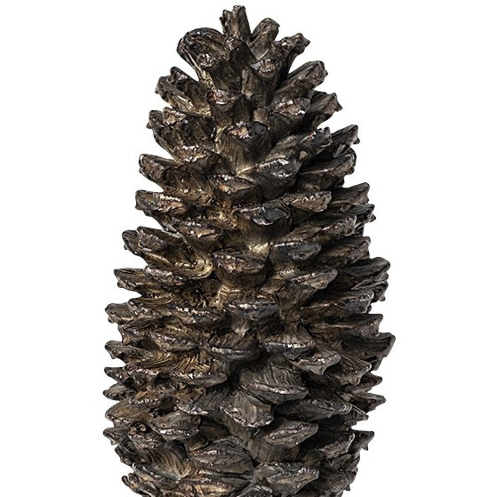 11" Golden Brown Resin Pinecone Tabletop Sculpture