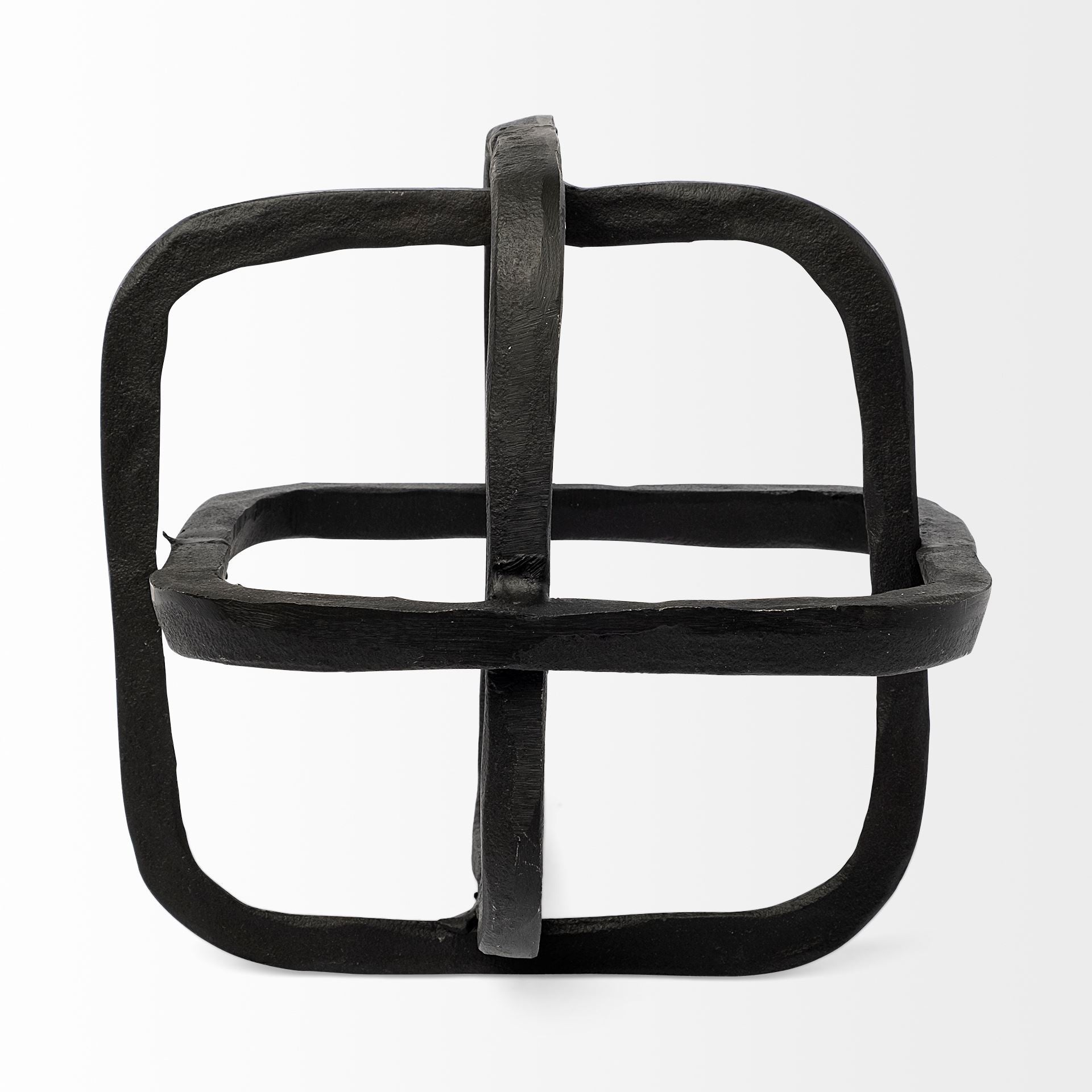 Black Metal Cube Shaped Link Sculpture