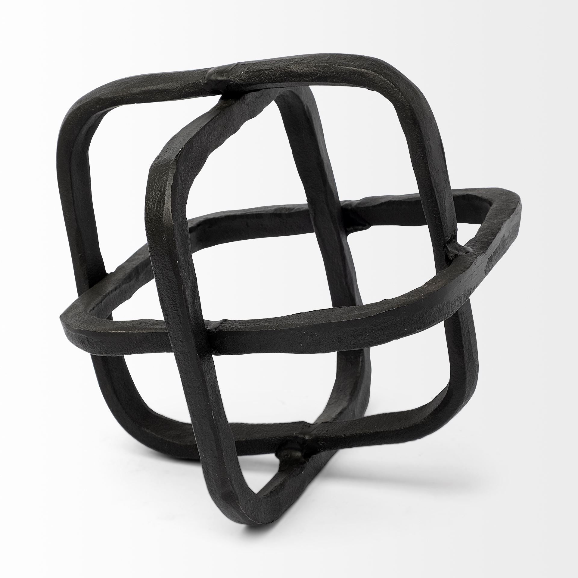 Black Metal Cube Shaped Link Sculpture