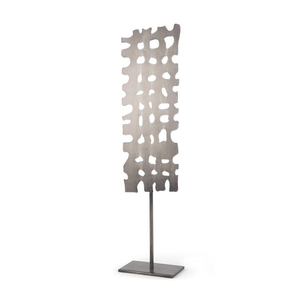 21" Gray Metal Tabletop Sculpture