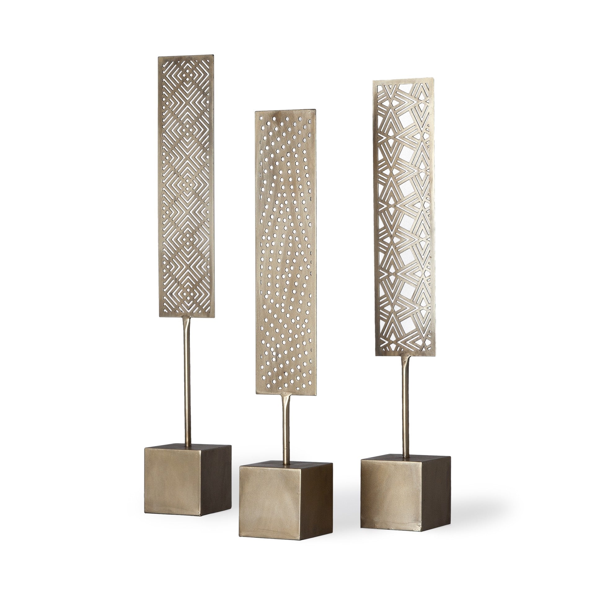 Set of Three Gold Metal Modern Abstract