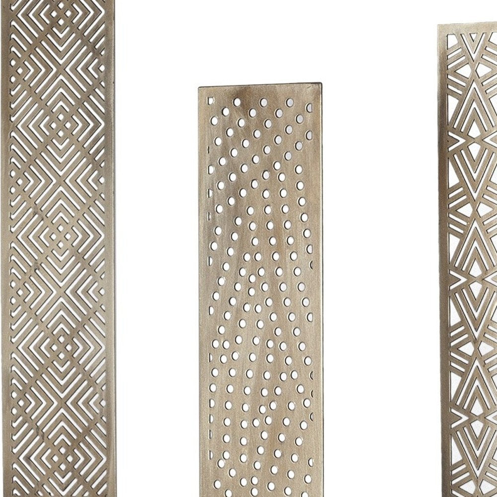 Set of Three Gold Metal Modern Abstract