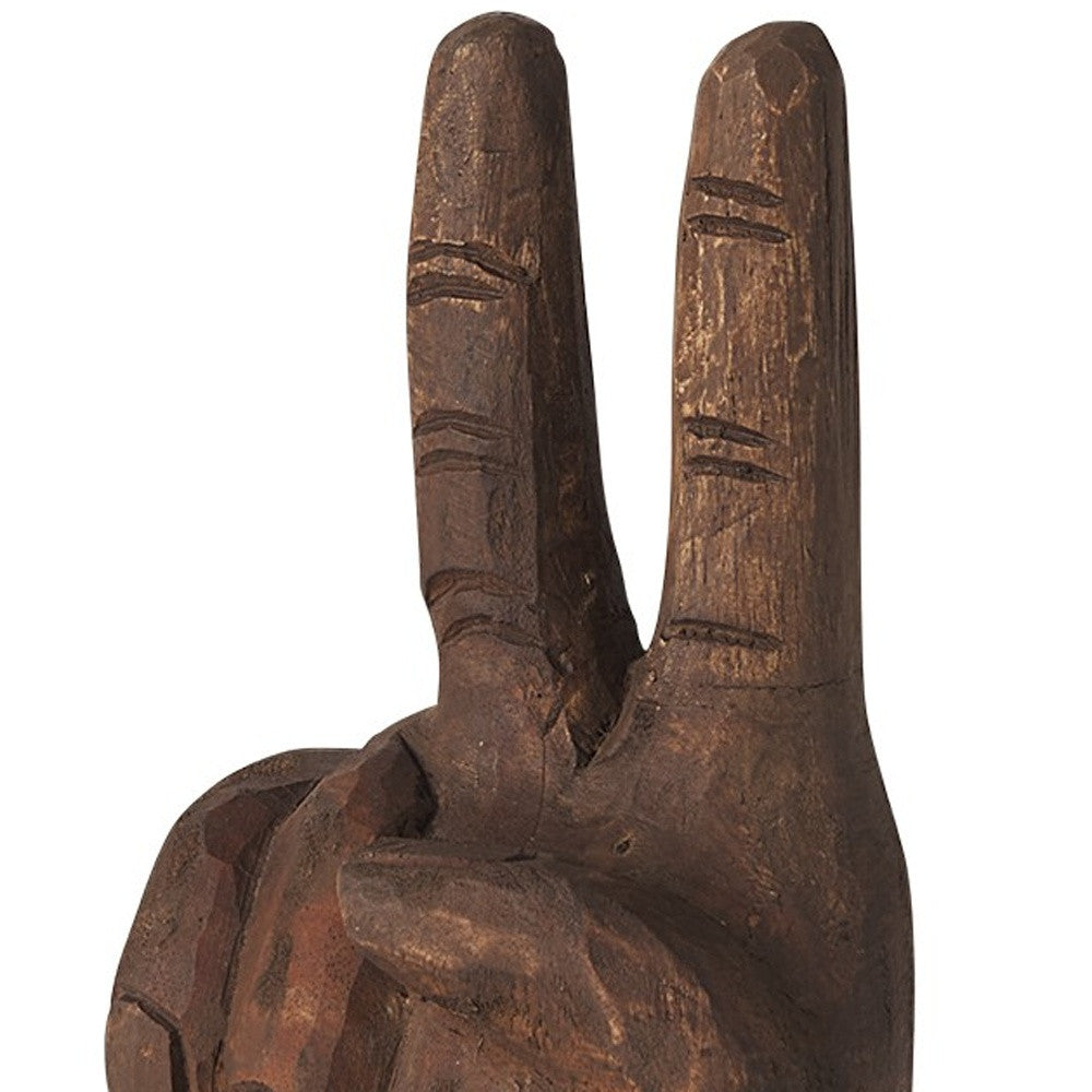 Dark Brown Wooden Peace Sign Decor Piece