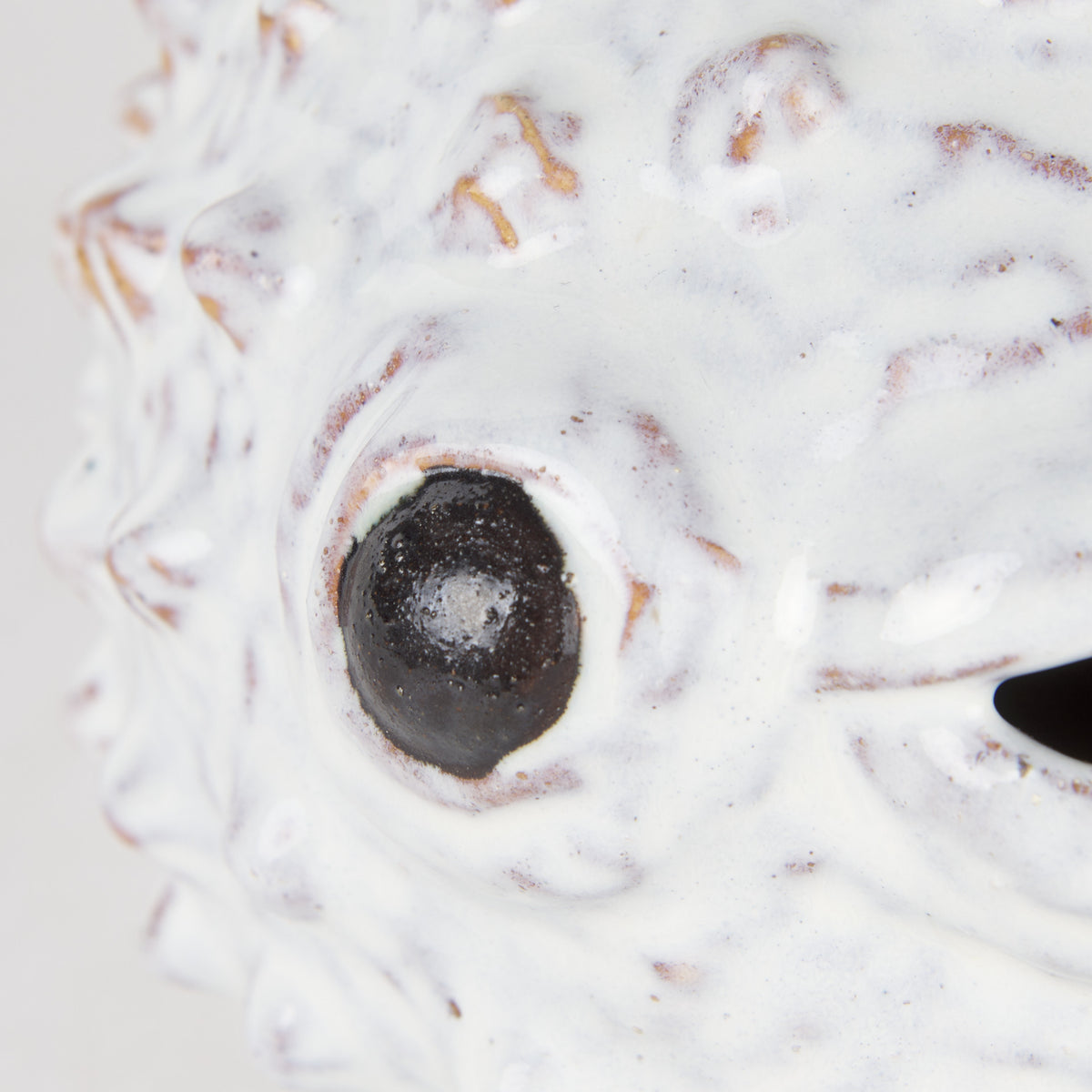 6" White Ceramic Puffer Fish Tabletop Sculpture
