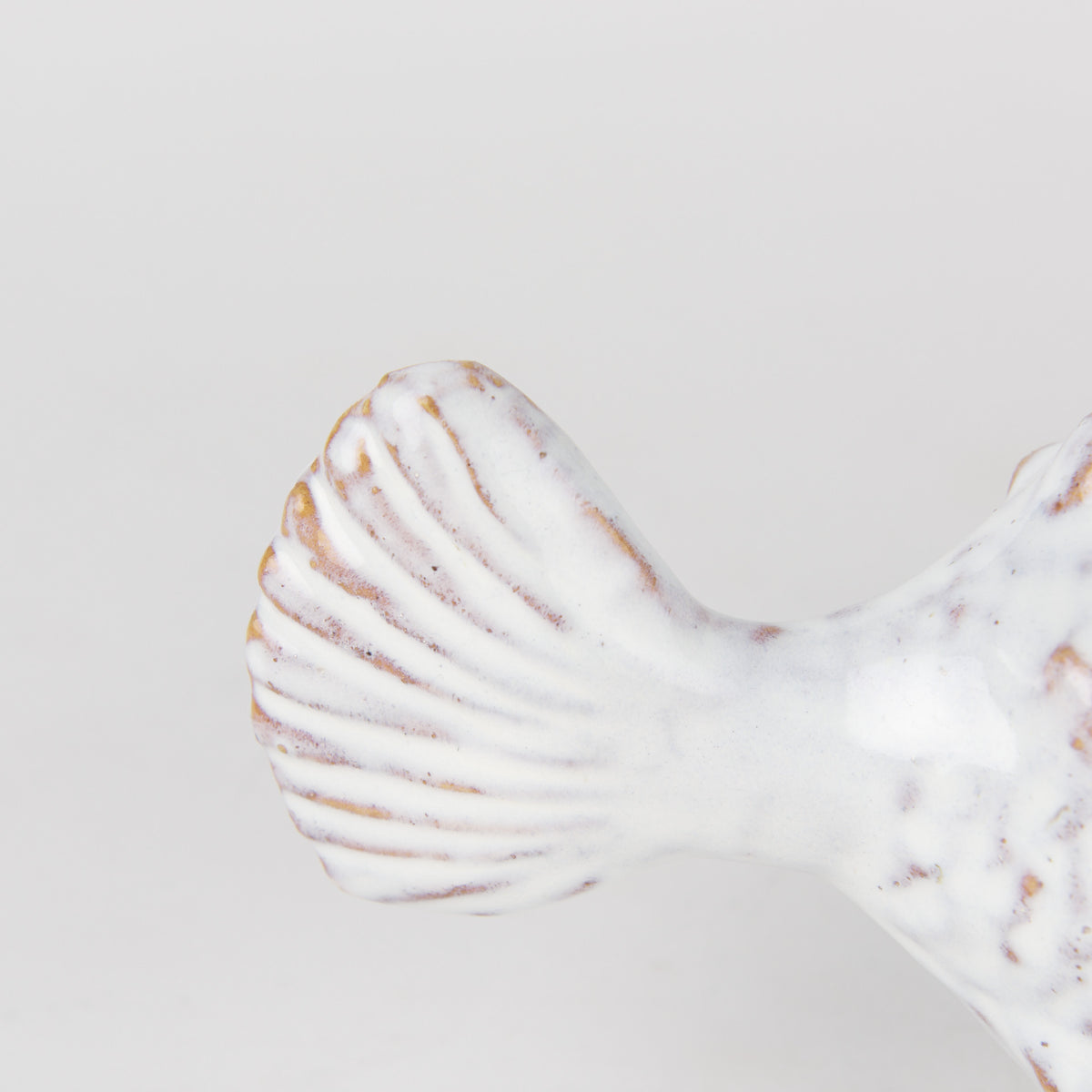 6" White Ceramic Puffer Fish Tabletop Sculpture