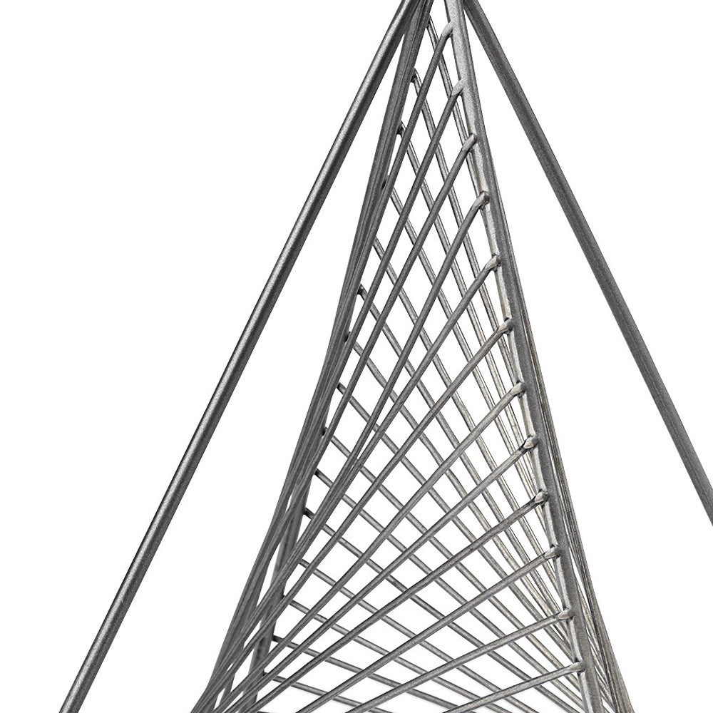 Contemporary Gray Metal Triangular Decor Piece