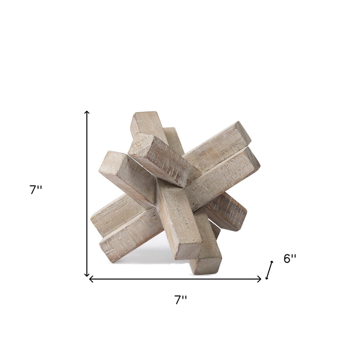 6" Light Brown Solid Wood Geometric Tabletop Sculpture