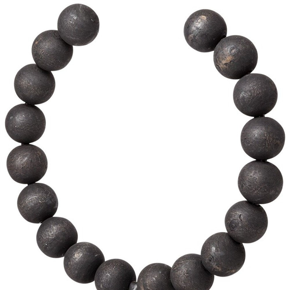 12" Black Wood and Metal Abstract Beaded Tabletop Sculpture