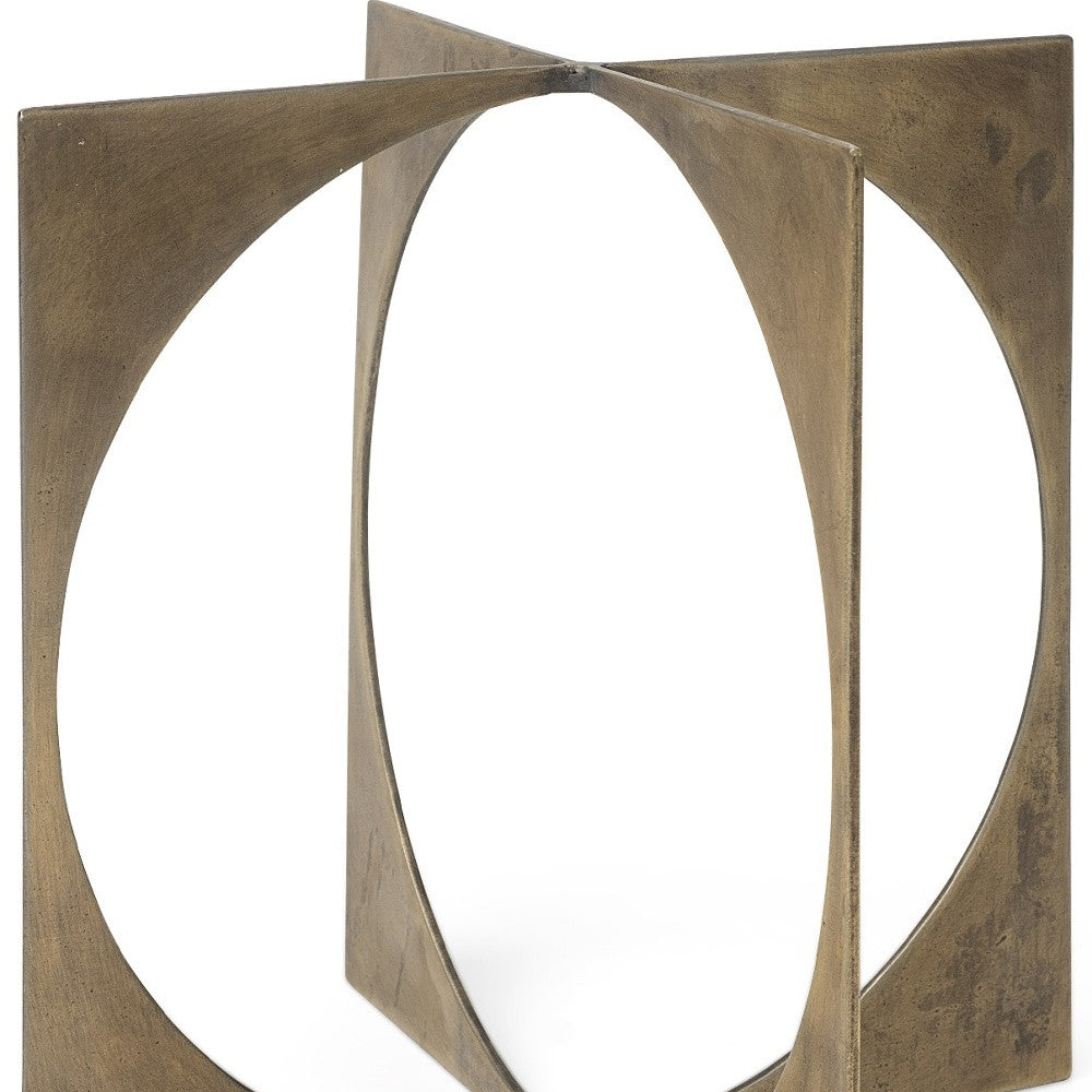 10" Burnished Gold Metal Circle Square Sculpture