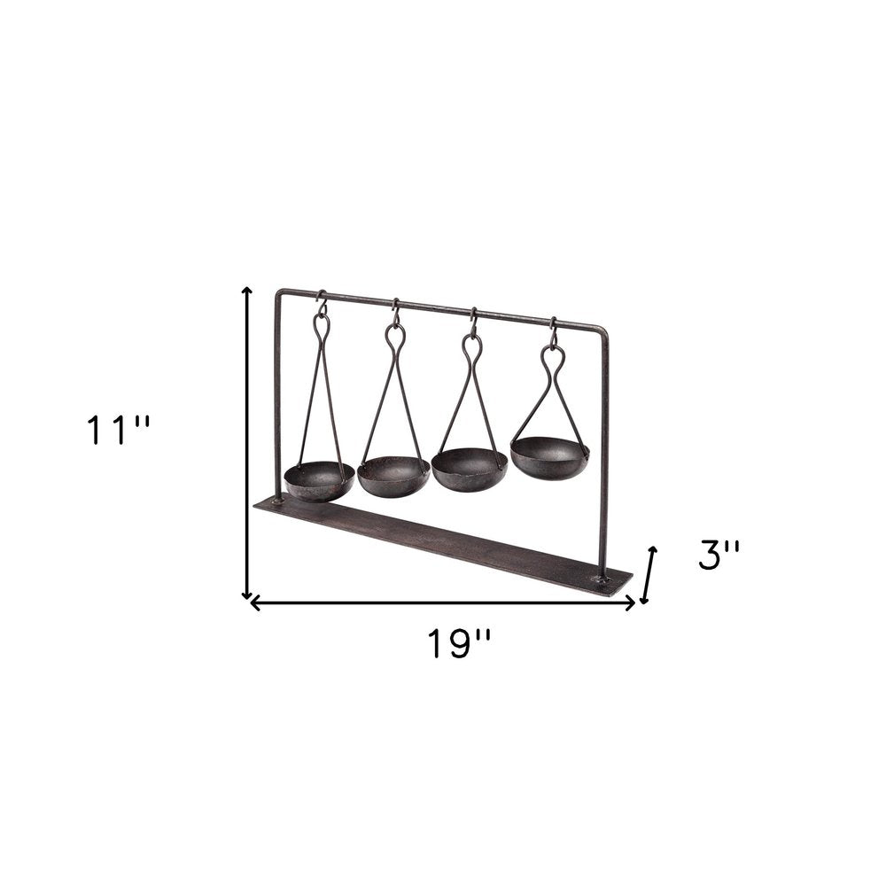 19" Charcoal Metal Vintage Spice Rack Tabletop Sculpture
